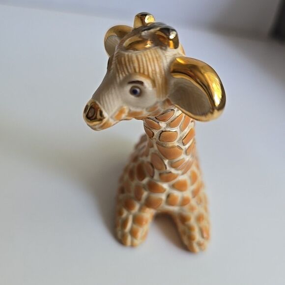 Vintage Rinconada Uruguay Pottery Clay Giraffe w Gold Trim Figurine #1711  3.5" - Picture 3 of 8